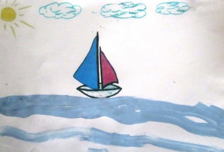 Рисование плывет кораблик