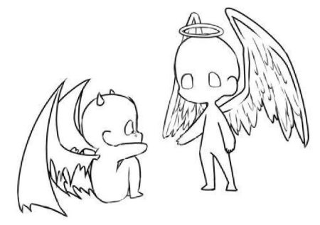 Раскраска ангел и демон для детей