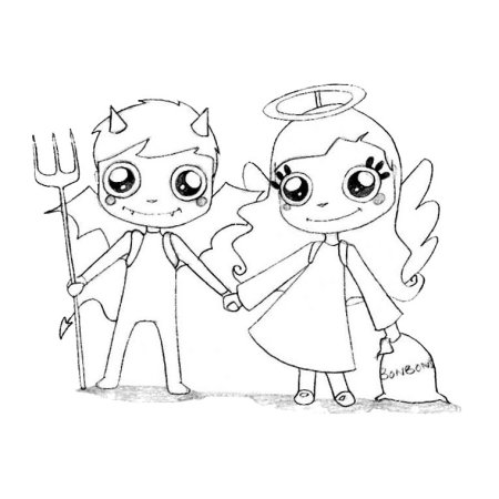 Раскраска ангел и демон для детей