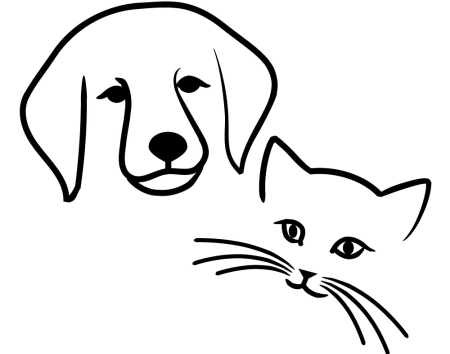 Кошка и собака контур