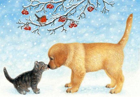 Зимние иллюстрации с животными