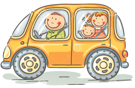 Мультяшная машинка с семьей