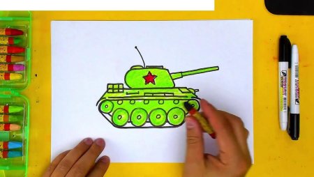Рисунок танка фломастерами