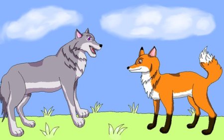 Мультяшный волк и лиса
