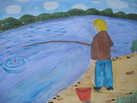 Детские рисунки на тему рыбалка