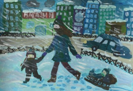 Метель гуашью