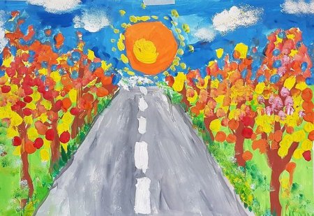 Осенняя дорога рисование для детей