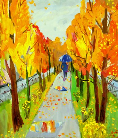 Аллея акварелью пленэр