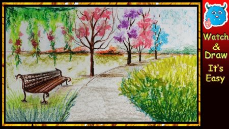 Пейзаж цветными карандашами для детей 5 лет