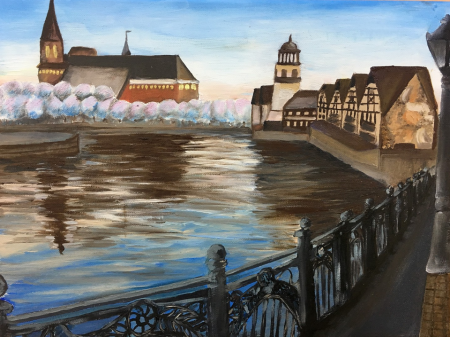 Кафедральный собор Калининград акварель