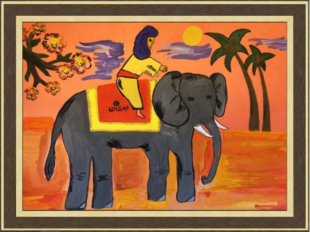 Слон гуашью для детей