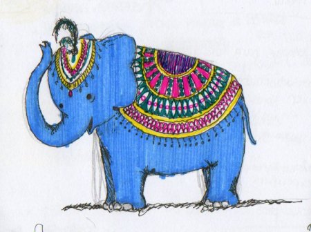 Слон с попоной рисование