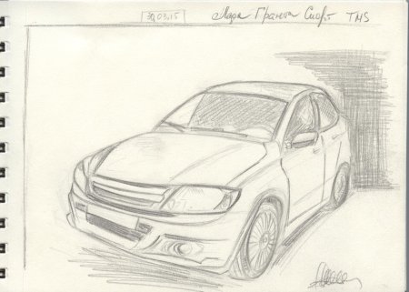 Рисунки карандашом автомобили Лада