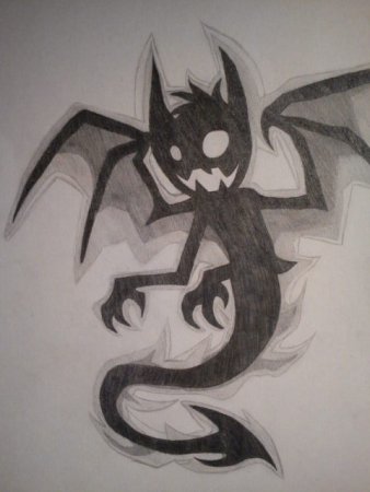 Кот демон карандашом