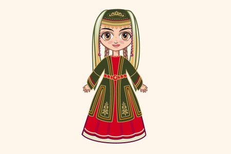 Мультяшная девочка в народном костюме