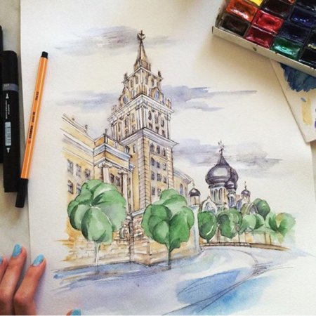 Архитектура акварелью Воронеж