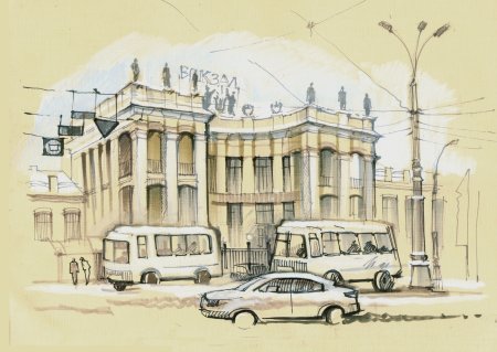 Адмиралтейская площадь Воронеж рисунок