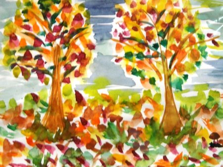 Рисование в детском саду осень