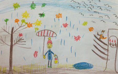 Рисование старшая группа дождь осенью