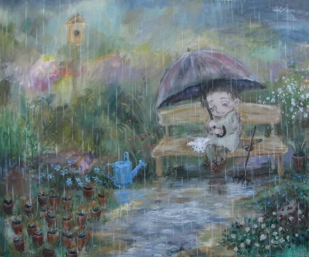 Пейзаж цветными карандашами