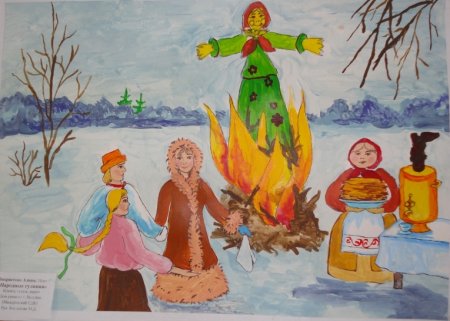 Детские рисунки праздника масленица (55 фото)