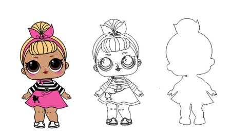 Кукла ЛОЛ трафарет