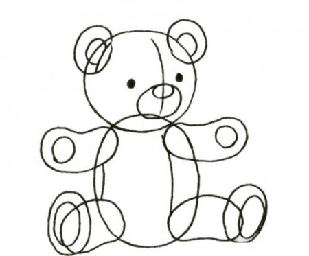 Поэтапное рисование игрушки мишки