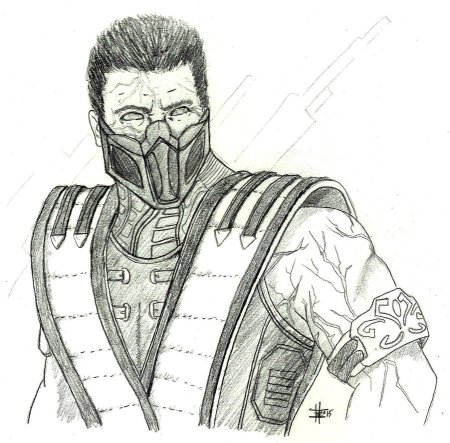 Скорпион (mortal combat) рисунок цветными карандашами