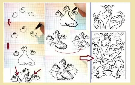 Змей Горыныч пошаговое рисование