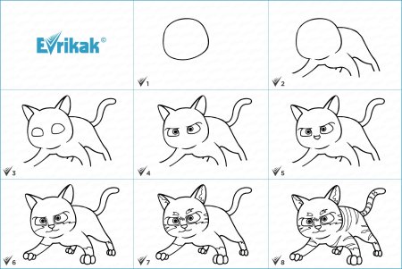 Рисунок котёнок маленький по шагово