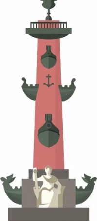 Ростральные колонны в Петербурге в векторе