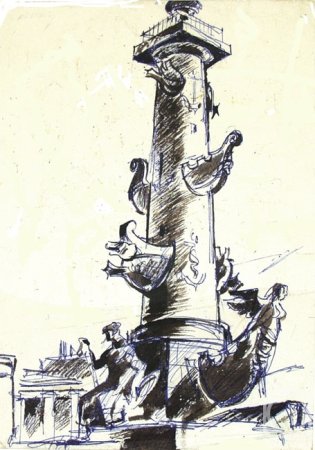 Ростральные колонны в Питере рисунок