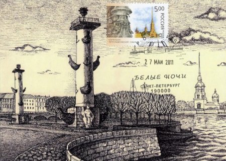 Ростральные колонны в Питере рисунок