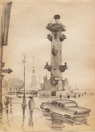 Ростральные колонны Санкт-Петербург живопись