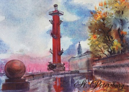 Ростральные колонны в Петербурге в векторе