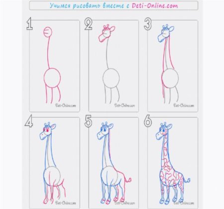 Этапы рисования жирафа для детей