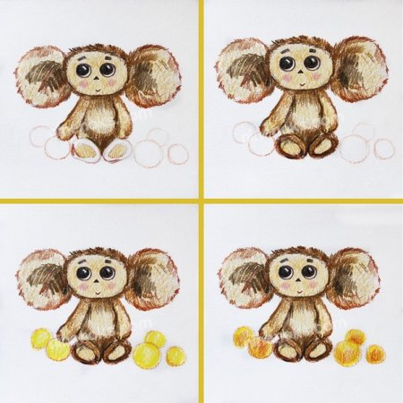 Поэтапное рисование Чебурашки