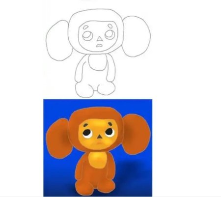 Чебурашка пошаговое рисование