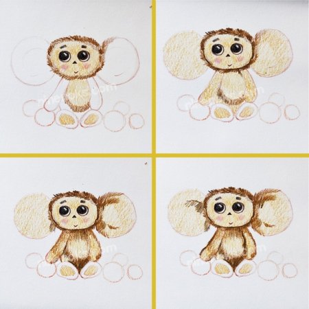 Поэтапное рисование Чебурашки