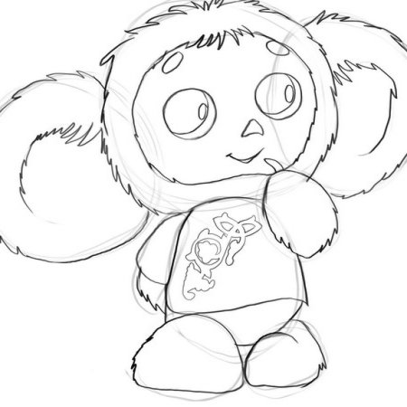 Рисование Чебурашка в старшей группе