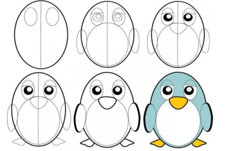 Пингвин рисунок для детей поэтапно (51 фото)