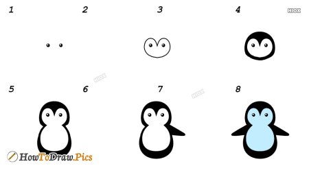 Рисунок Пингвин для левой и правой руки