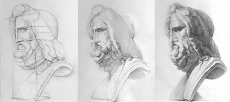 Гипсовая голова Зевса построение