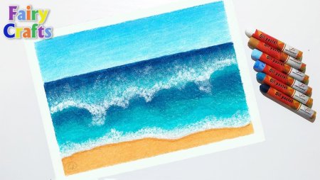 Рисунки масляной пастелью море