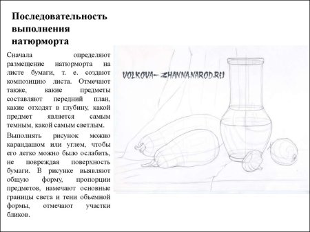 Порядок рисования натюрморта