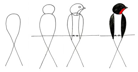 Поэтапное рисование ласточки