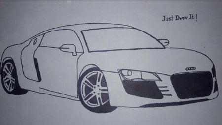 Рисовать Ауди р8 поэтапно