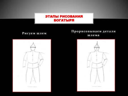Этапы рисования богатыря
