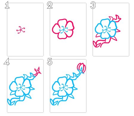 Цветок Сакуры рисунок поэтапно