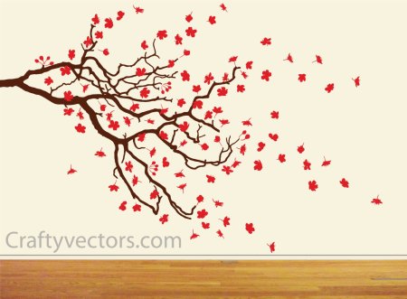 Сакура карандашом на стене